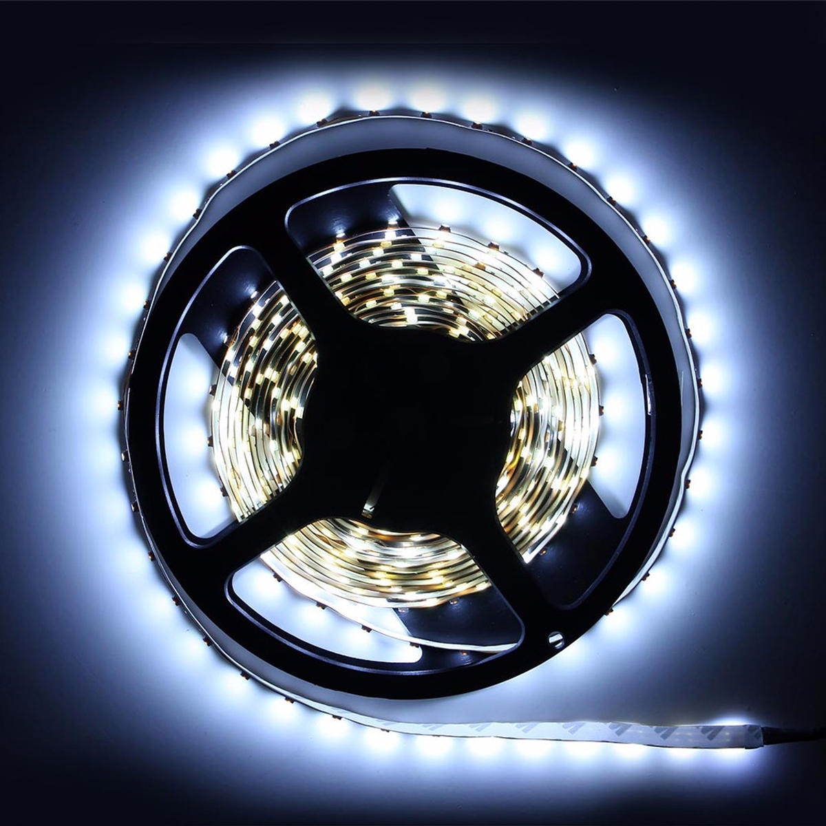 5pc 5M Non-Waterproof Cool White 3528 SMD 300 LED Strip Light DC12V for DIY Indoor Home Car