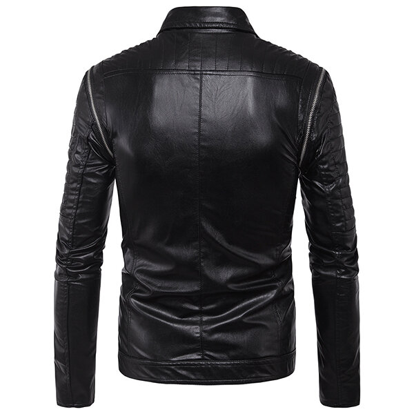 Pockets faux leather jacket Sale - Banggood.com