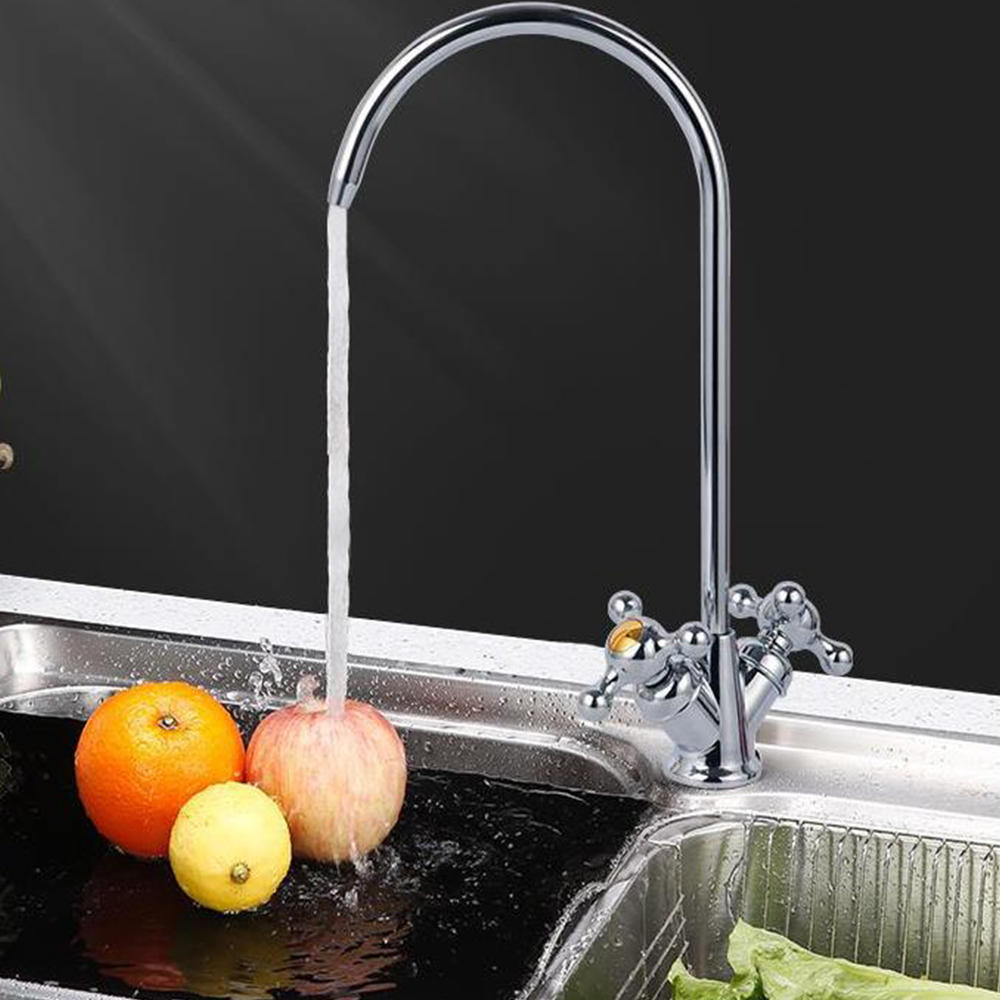 

1/4'' 304 Stainless Steel Reverse Osmosis Three Forks Mixer Tap 360 Degree Swivel Spout Gooseneck Drinking Water Filter
