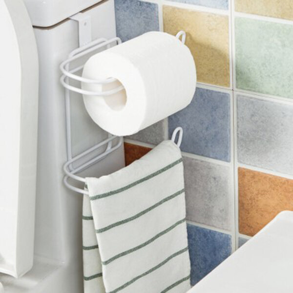 Toilet Roll Paper Holder Door Back Hanging Towel Roll Tissue Rack