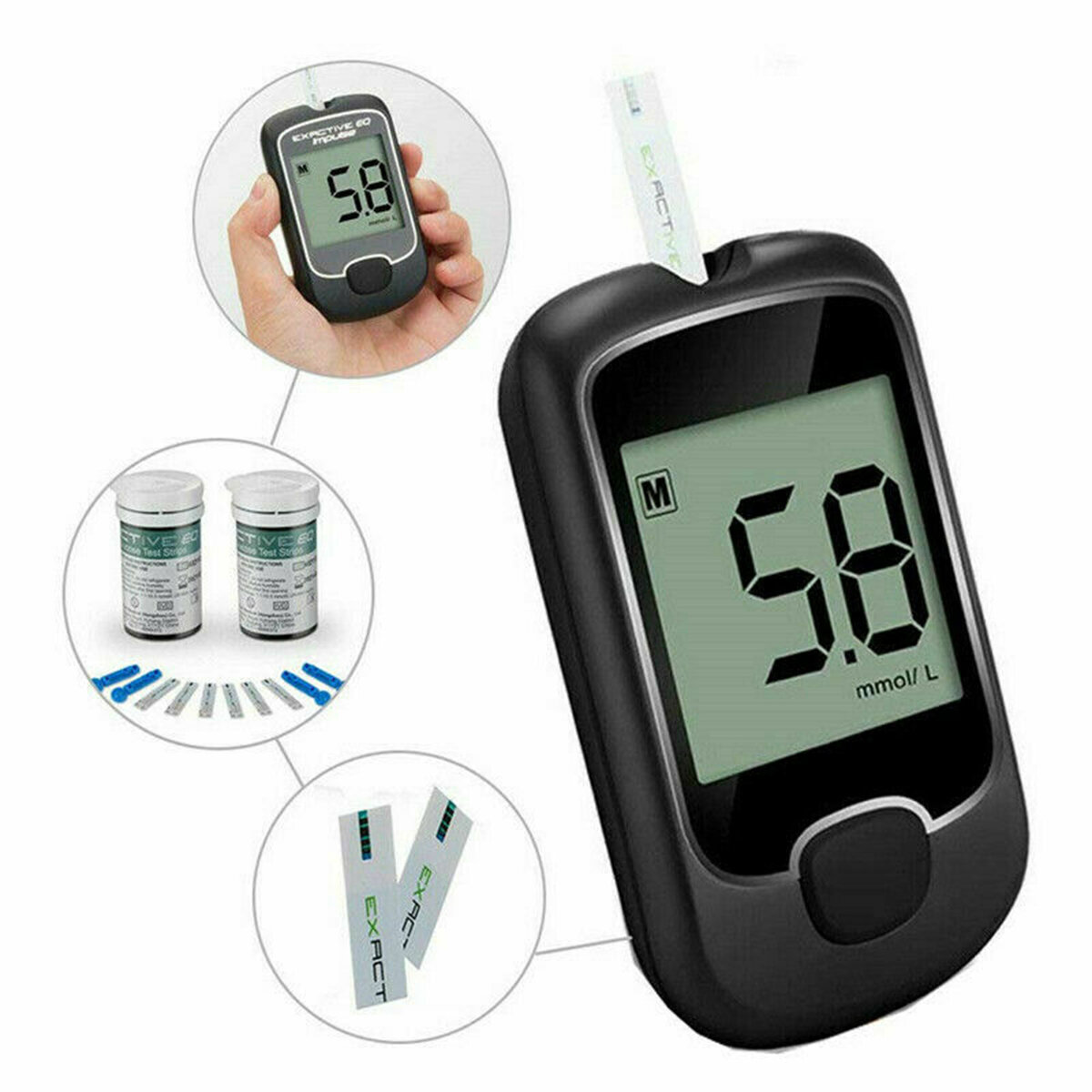 Blood Glucose Monitor Diabetes Testing Blood Sugar Meter With Test Strips Kit