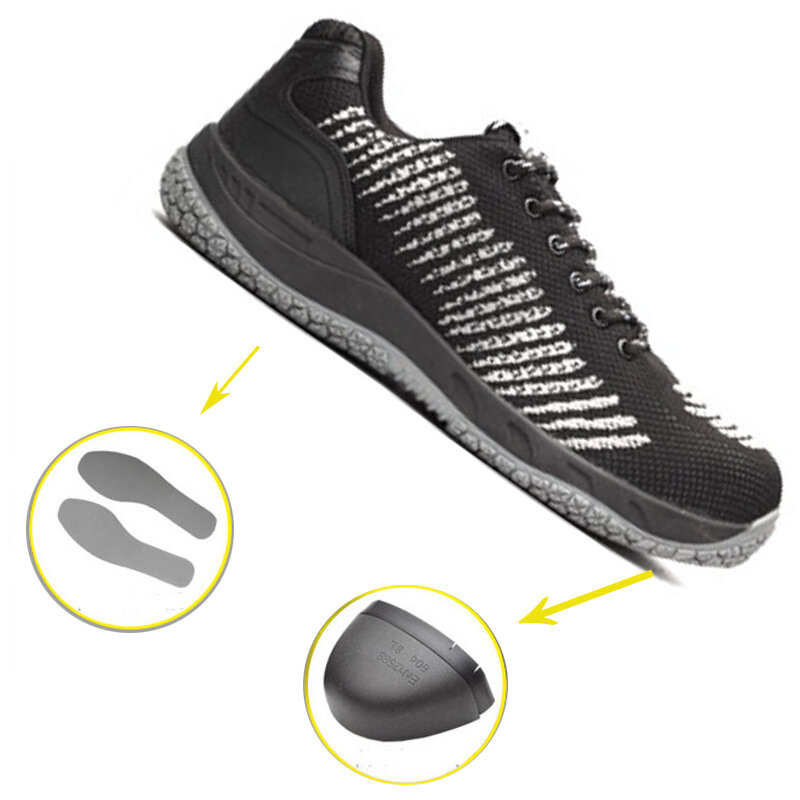 Zapatillas de seguridad para hombre con puntera de acero a prueba de perforación, antideslizantes y aptas para senderismo y trabajo en exteriores.