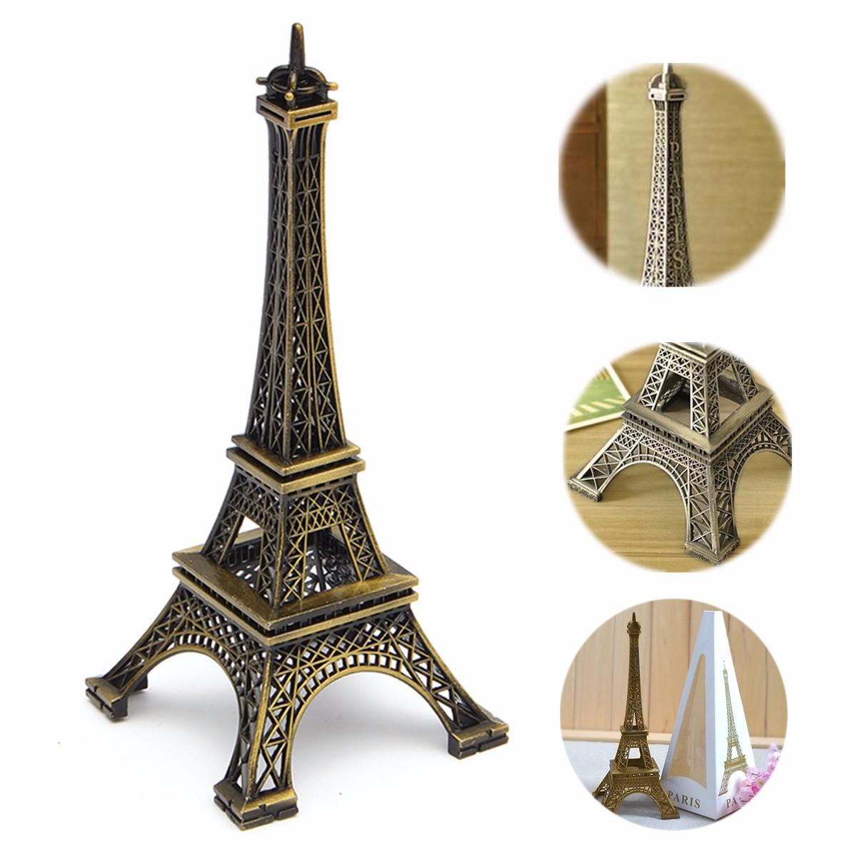 

6'' Tone Paris Eiffel Tower Figurine Statue Vintage Alloy Model Home Decorations
