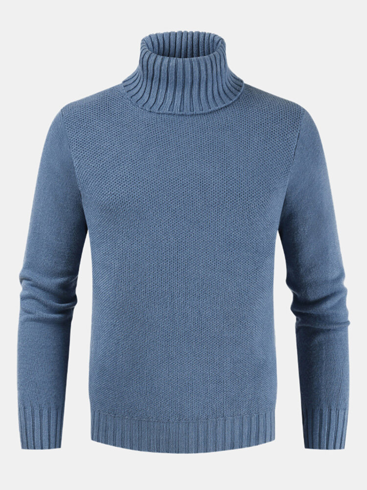 Men's New Male Self-cultivation High Collar Solid Color Sweaters