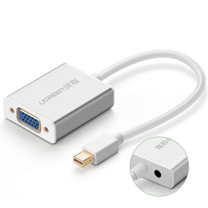 

UGREEN MD107 Mini DP To VGA Cable 1080P Video Cable with 3.5 Audio Output Connector Adapter for Macbook HDTV