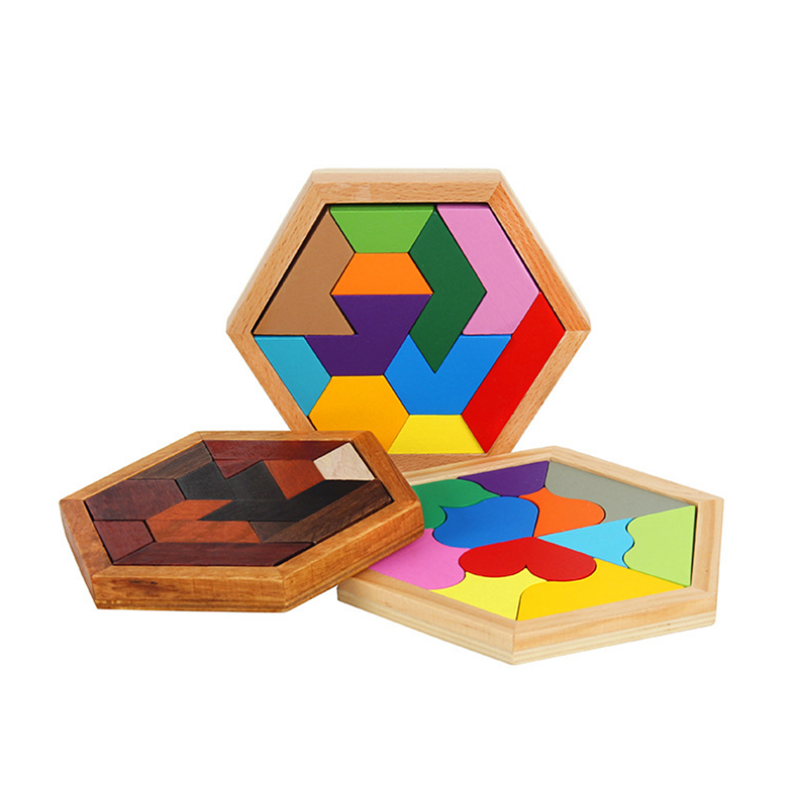 Wooden Board Puzzle Kids Educational Math Tangram Jigsaw Puzzle Toy Puzzles Game Toys for Adults Chi