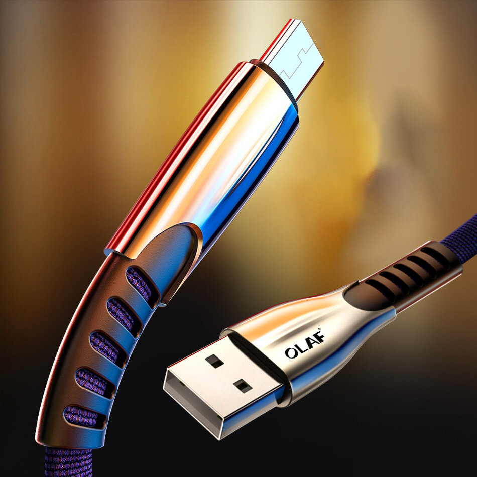 OLAF 3A ZInc QC3.0 Duurzaam Nylon Gevlochten Type-C Micro USB-datakabel voor Samsung S10 K30 HUAWEI 