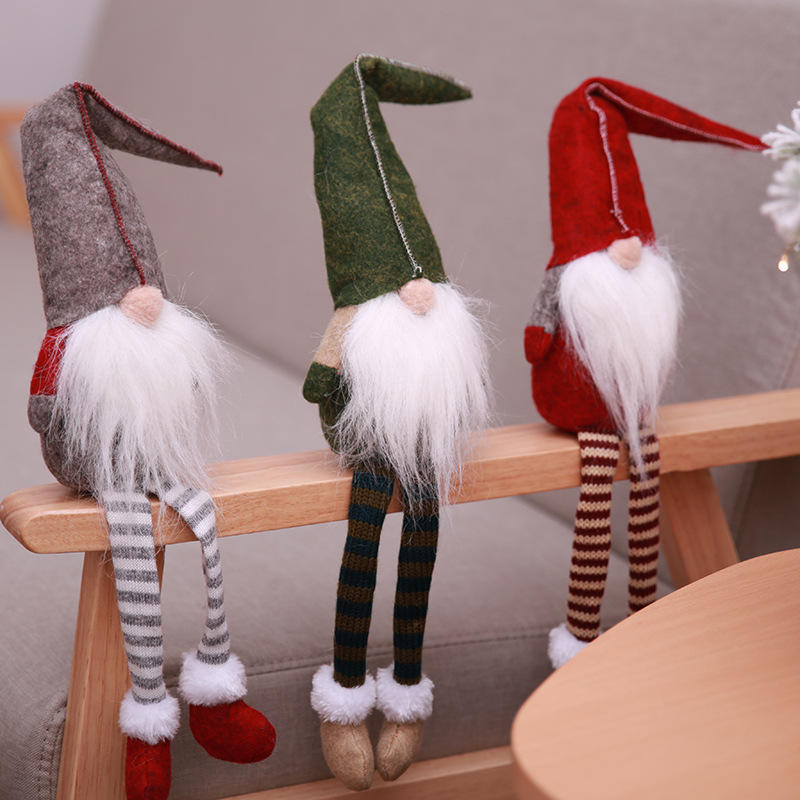 Christmas Decorations No Face Santa Claus Doll Pendants Window Ornaments Cartoon Xmas Hanging Tree Decor Gift for Childr