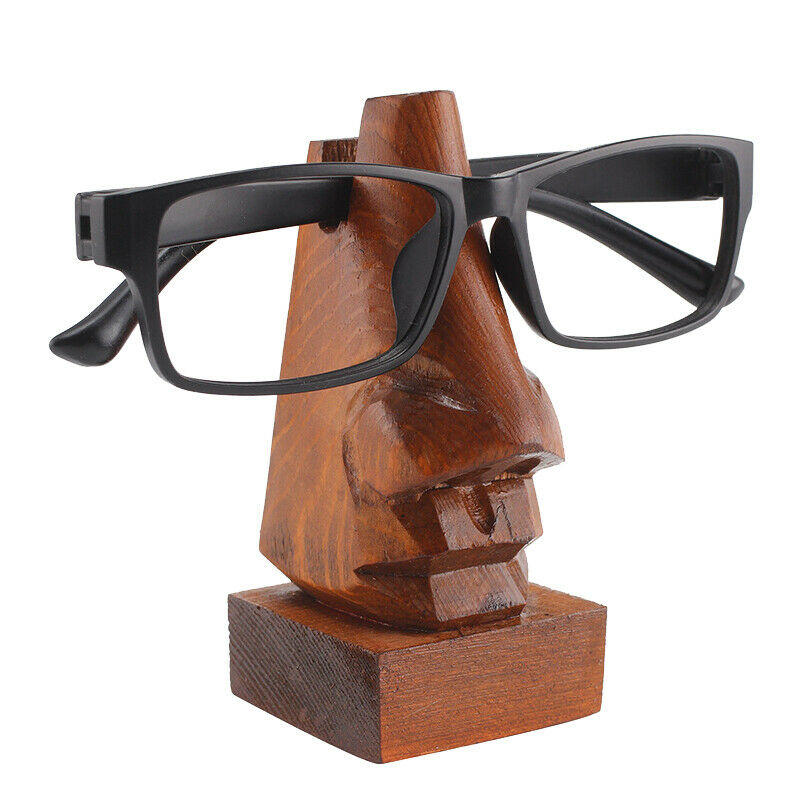 Wooden Nose Shaped Sunglasses Spectacles Eye Glasses Holder Stand Display Decor