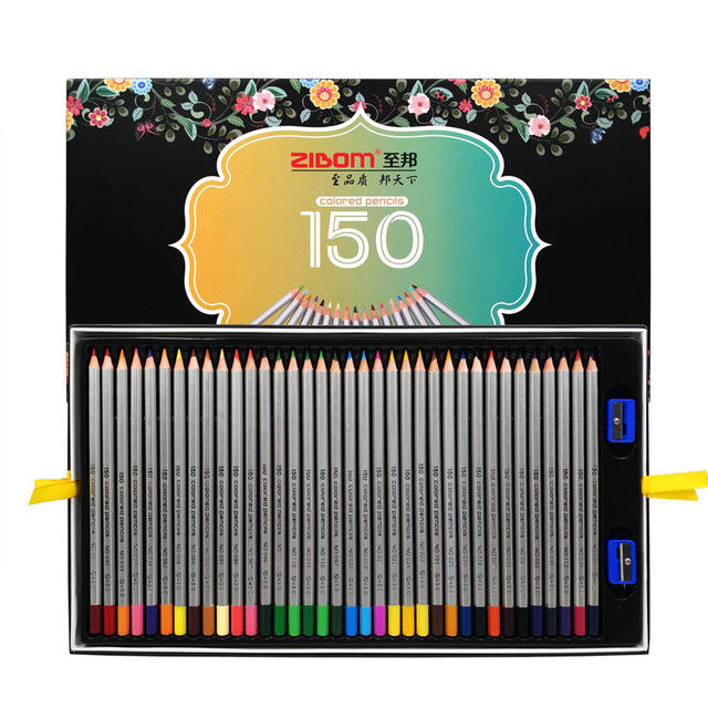 ZIBOM P-150 Hoge concentratie kleurpotloodset 150 kleuren wateroplosbare aquarel schets kleurpotlode