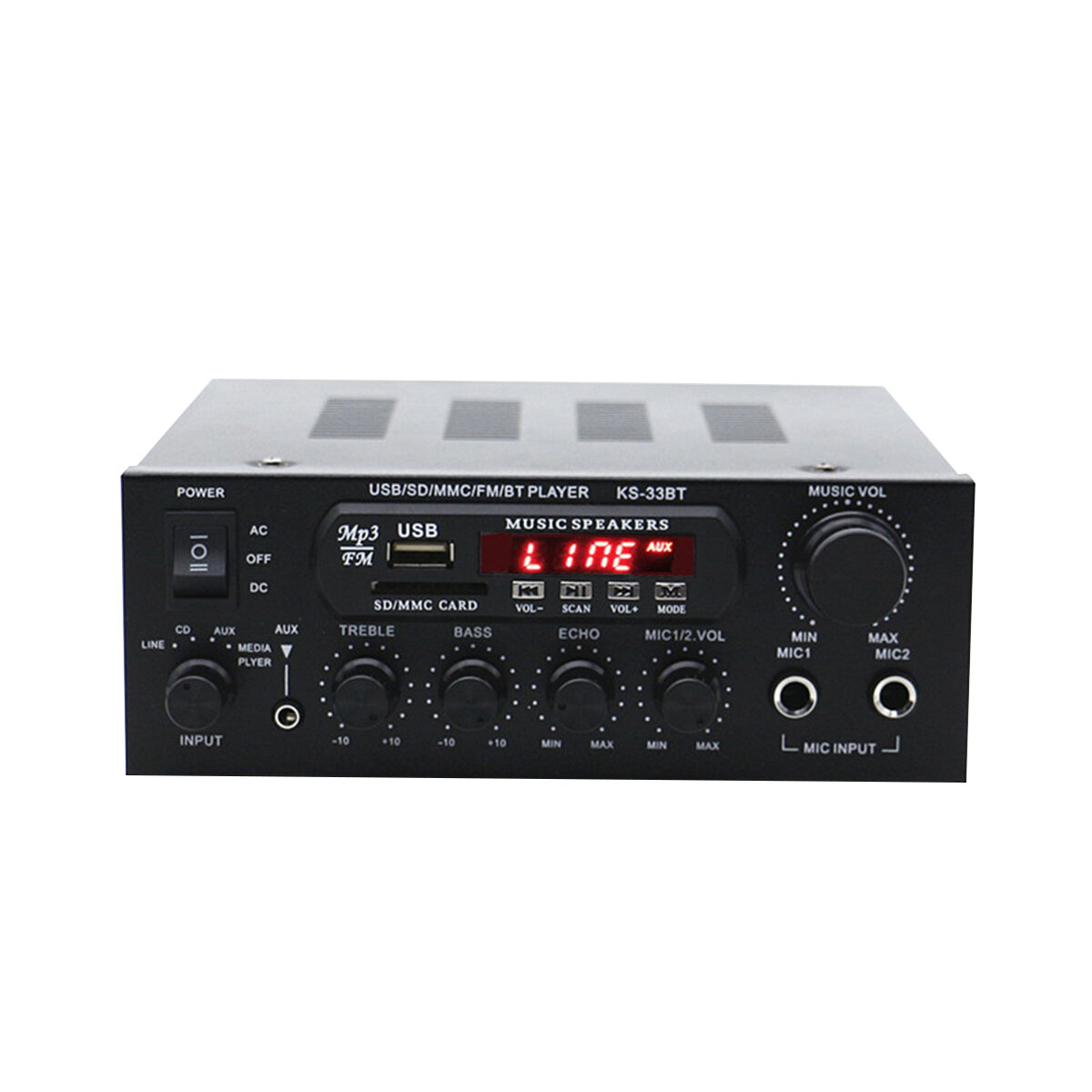 KS-33BT 2x450W Bluetooth Stereo LED Digitale audioversterker HiFi USB-geheugenkaart Aux FM-radio Hom