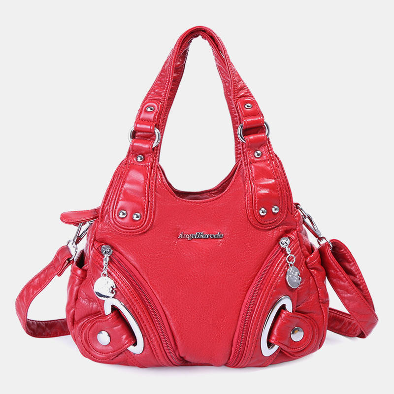 Women Soft Leather Handbag Solid Handbag Crossbody Bag