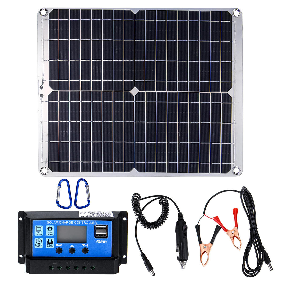 Panel solar monocristalino de 50W 18V Kit de cargador USB dual 18V  5 