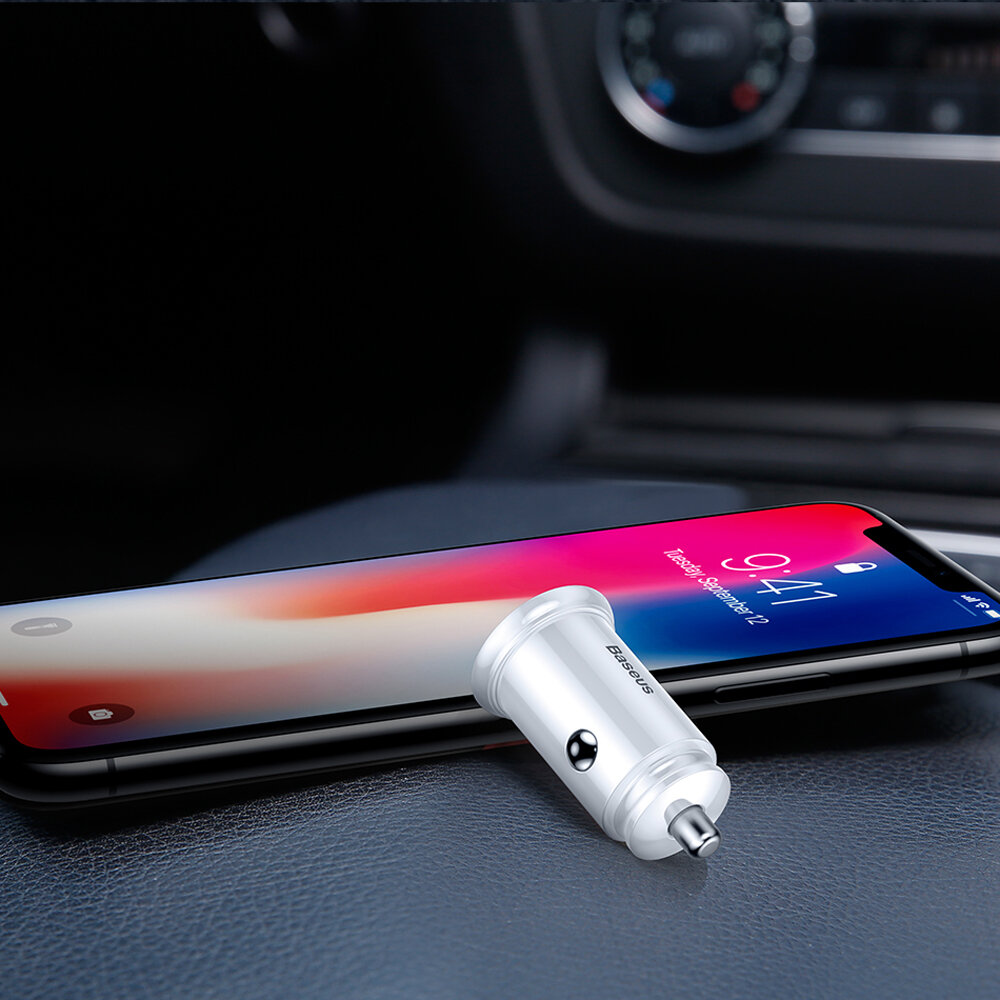 

Baseus 30W Dual QC3.0 Quick Charging Car Charger For iPhone X XS Mi9 S10+ Note 10