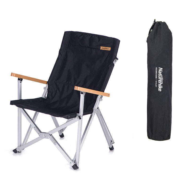Cadeira dobrável Naturehike PVC Oxford Ultra-Light Cadeira de pesca para camping, piquenique, churrasco, carga máxima de 120 kg, preto