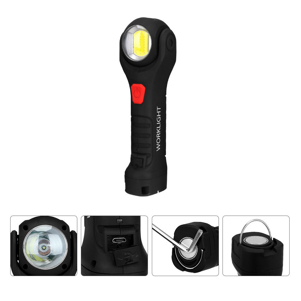 

XANES XPE+COB 360° Rotatable Head 7Modes USB Rechargeable 18650 LED Flashlight Outdoor Magnetic Work Light Emergency Lig