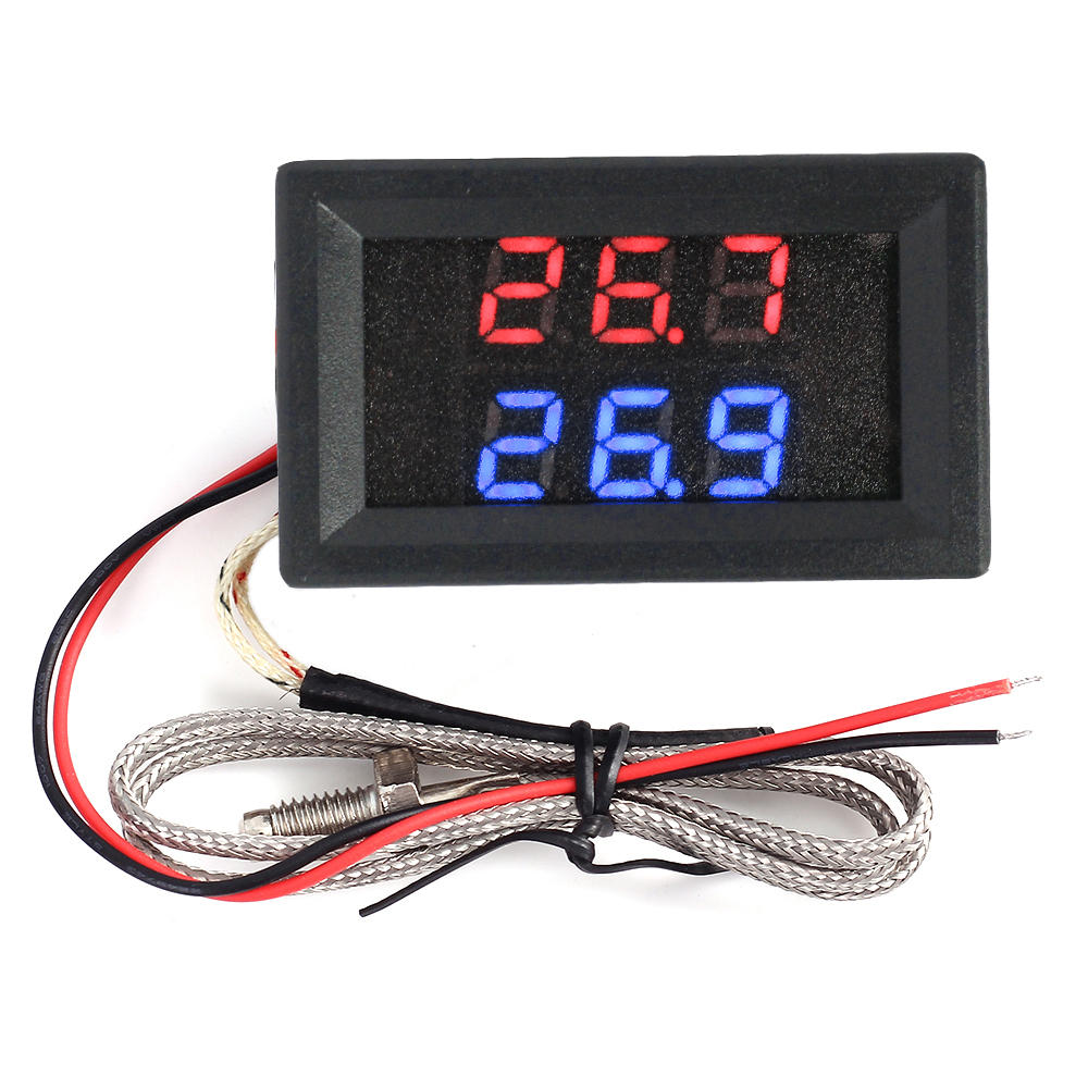 Dual Digital LED Display Thermometer K-type Thermocouple High Temperature Tester 