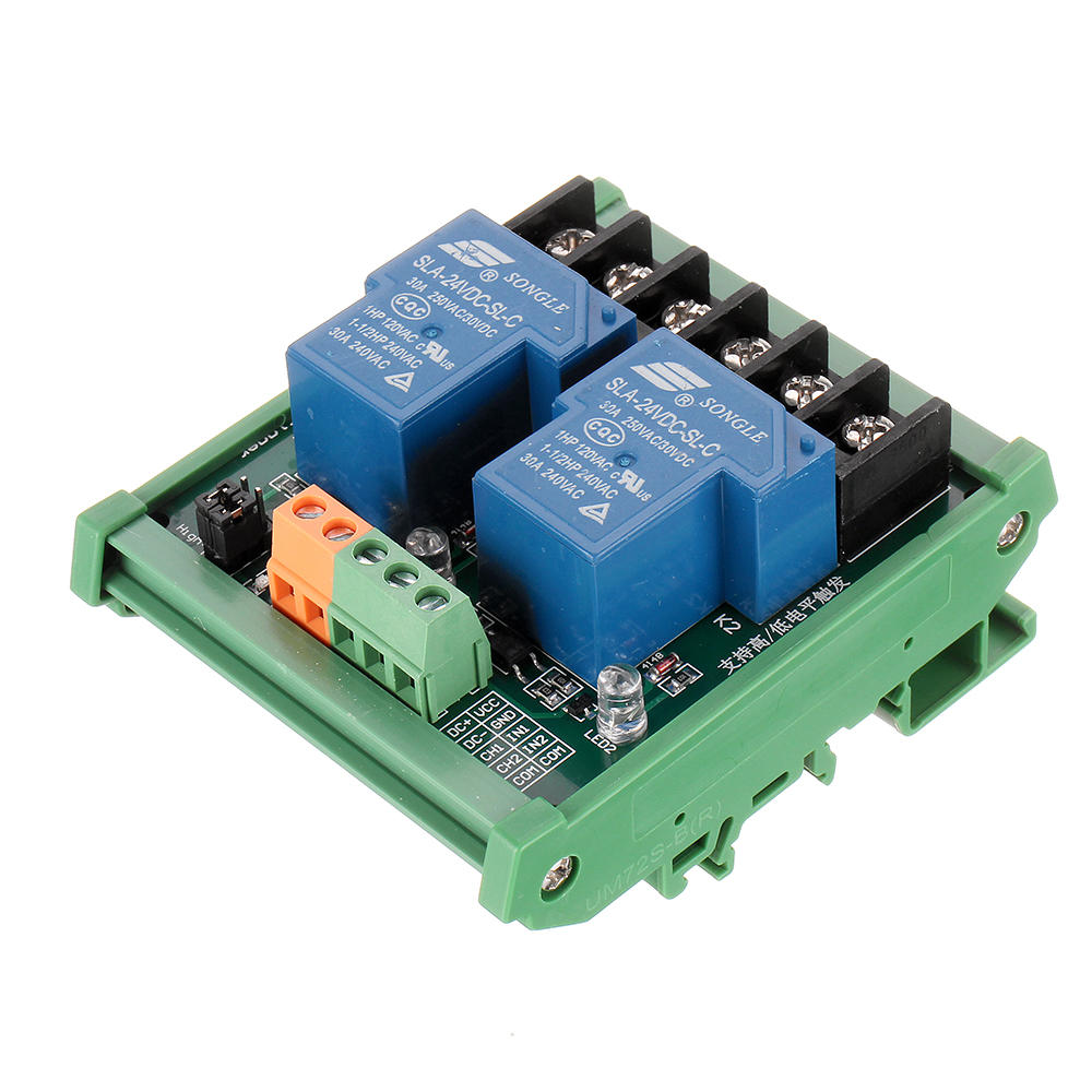 DC 5V 12V 24V 2 Channel 30A High And Low Level Trigger Relay Module PLC Automatic Control Module wit