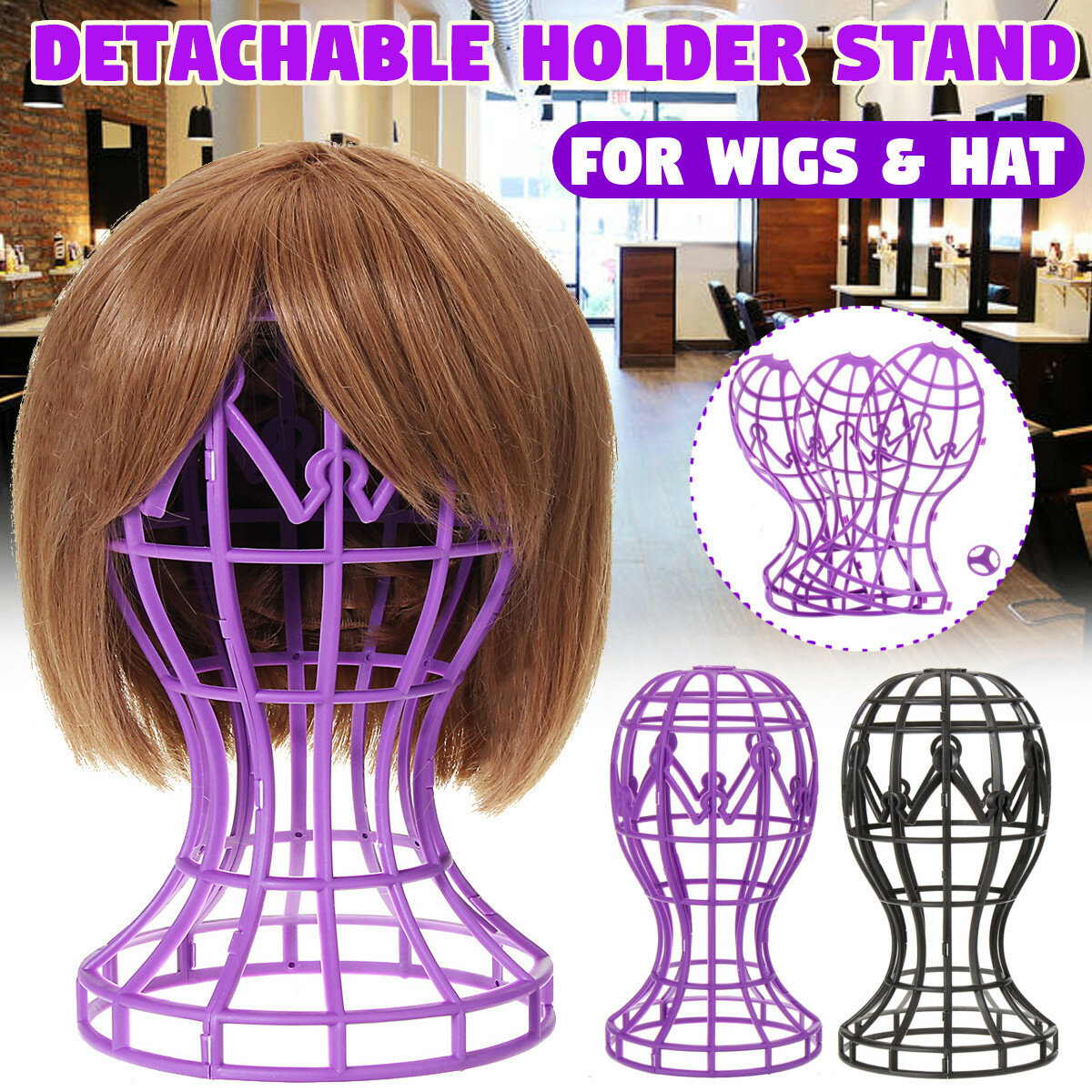 Detachable Wig Hat Cap Stand Hair Holder Mannequin Head Stable Display Tool