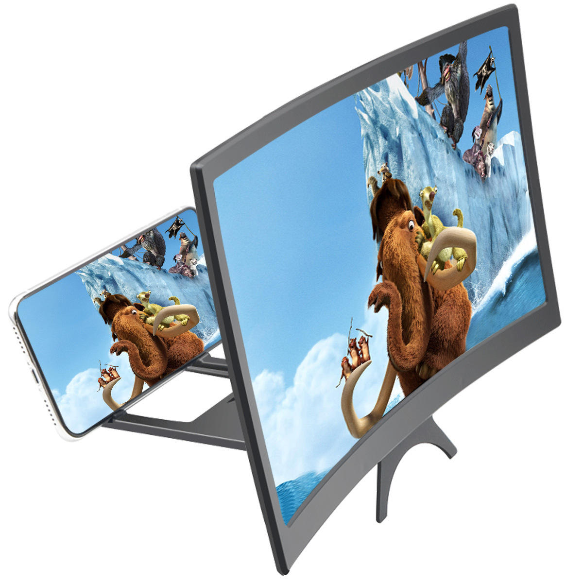 

12 Inch Curved 3D HD Phone Screen Magnifier Movie Video Amplifier for Smart Phones Below 6.5 Inch for iPhone Huawei