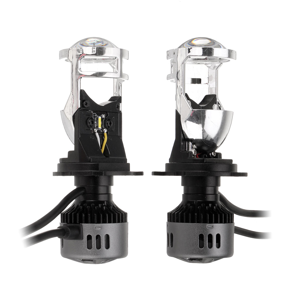 H4 LED-koplampen met mini-projectorlens Hi / Lo-bundellamp 60W 9600LM 6500K Wit voor auto-motorfiets