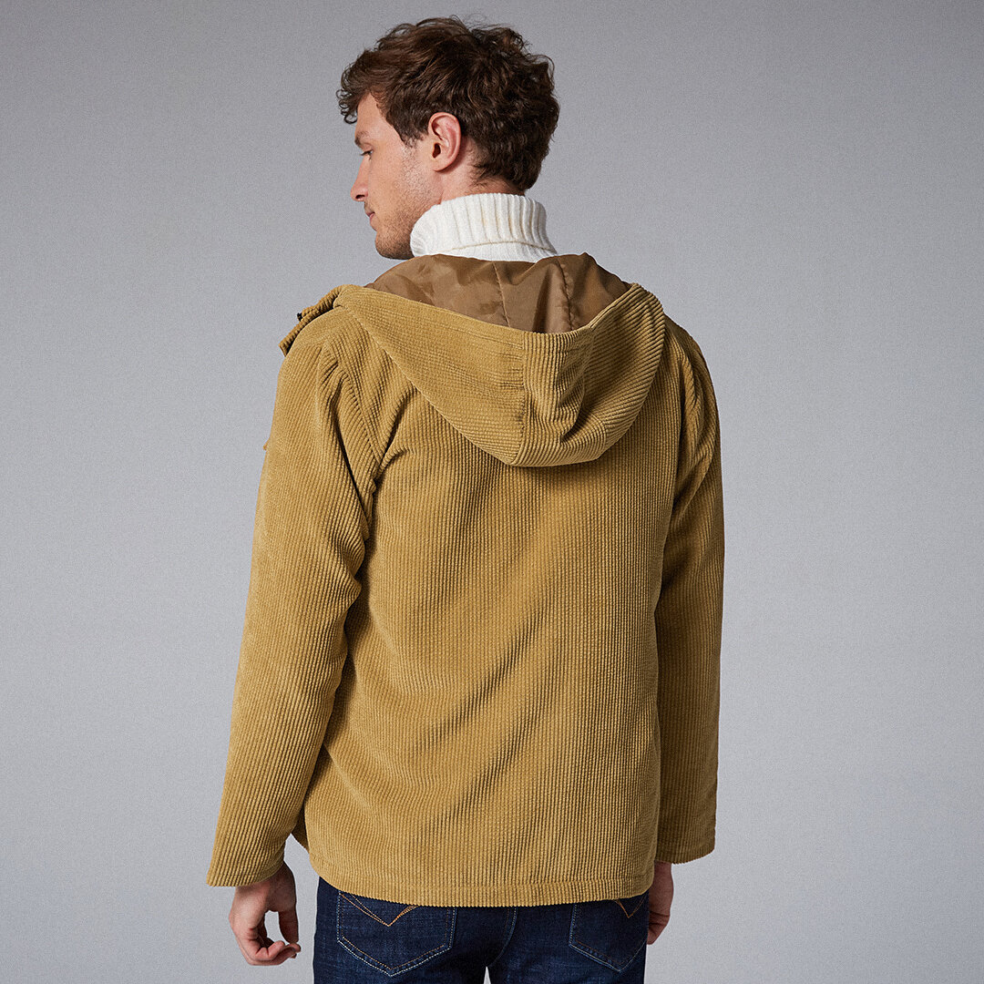 Mens vintage corduroy hooded practical pockets jacket Sale - Banggood.com