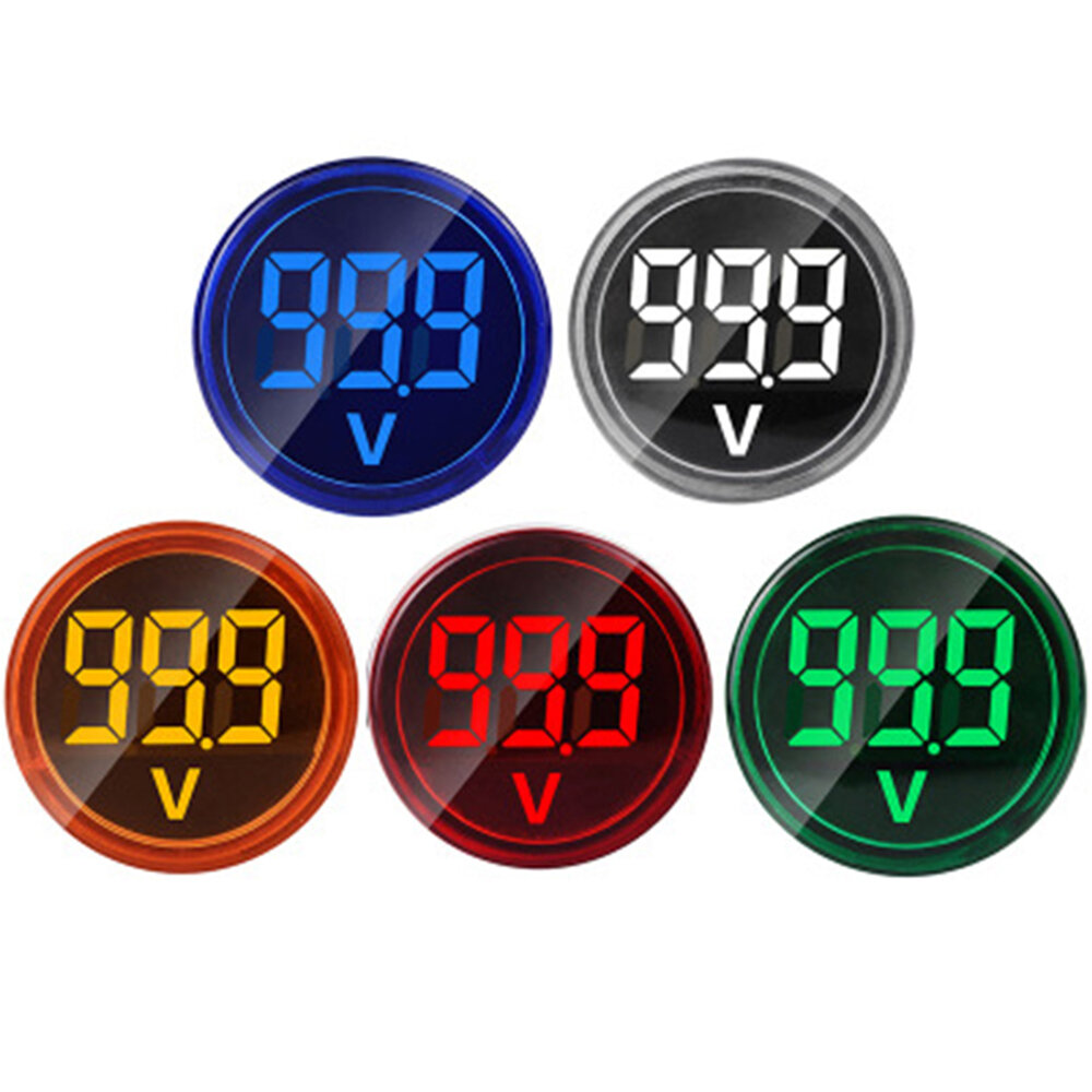 SHANG-JUNS Easy to Assemble Red ST16VD 22mm Hole Size 6-100 VDC Digital Voltmeter Round Voltage Detector Tester Mini LED Voltage Indicator Signal Light Monitor 5pcs Convenient 