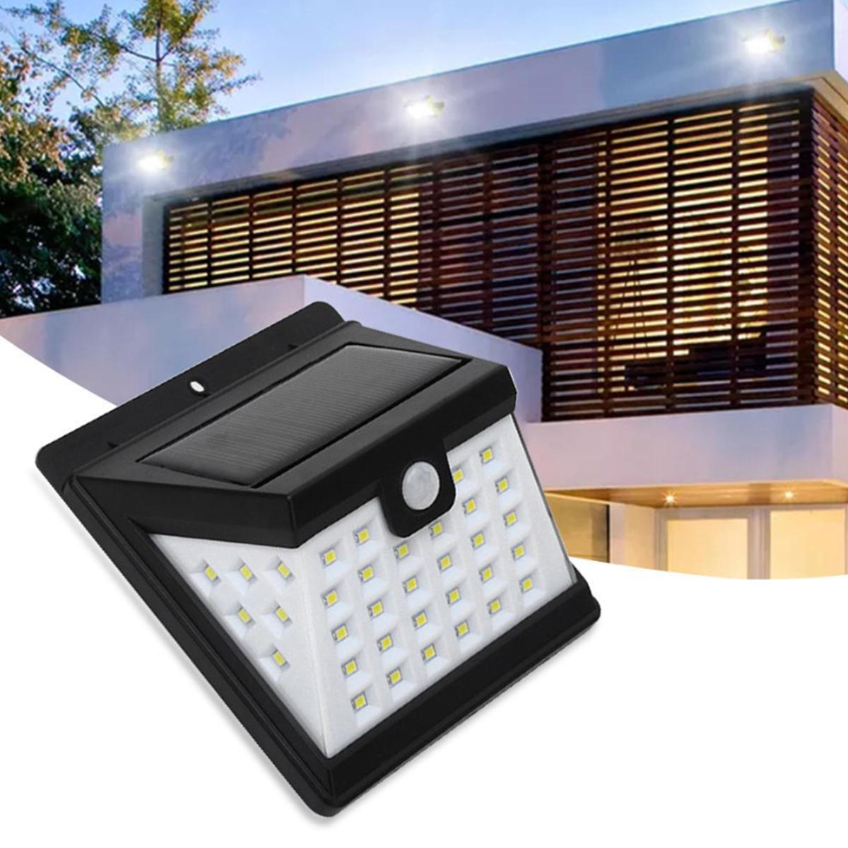 40 LED Lâmpada de inundação solar para jardim, impermeável Sensor Luz de acampamento
