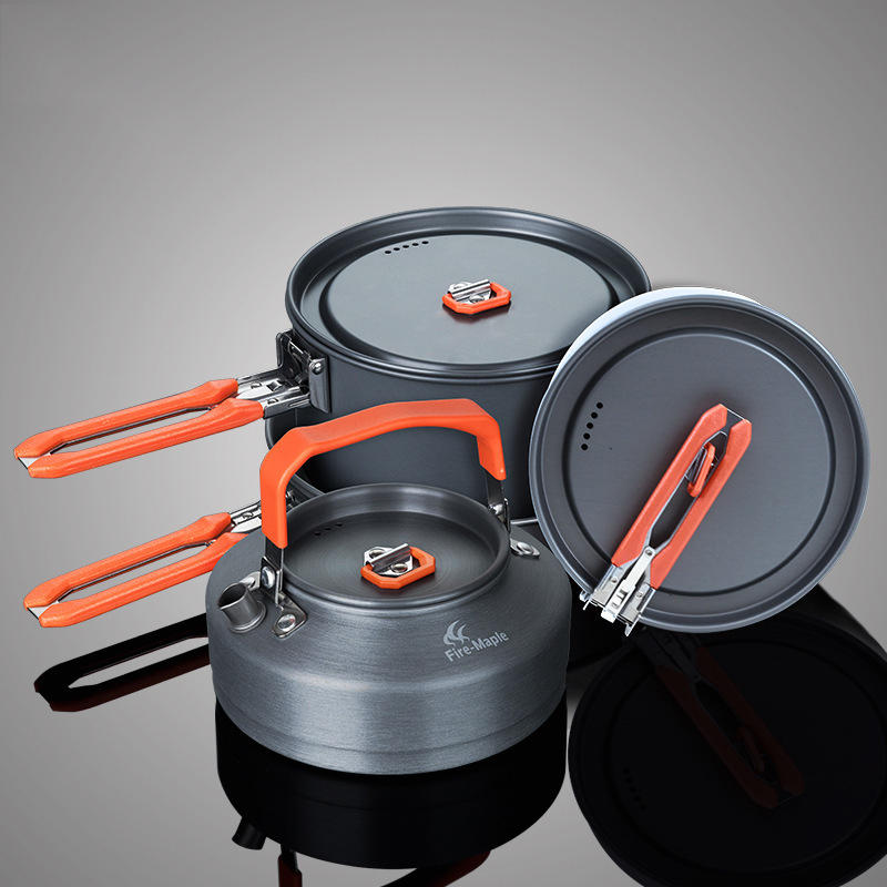火メープル2-3人屋外調理器具セットポットフライパン水やかんキャンプピクニックバーベキュー食器