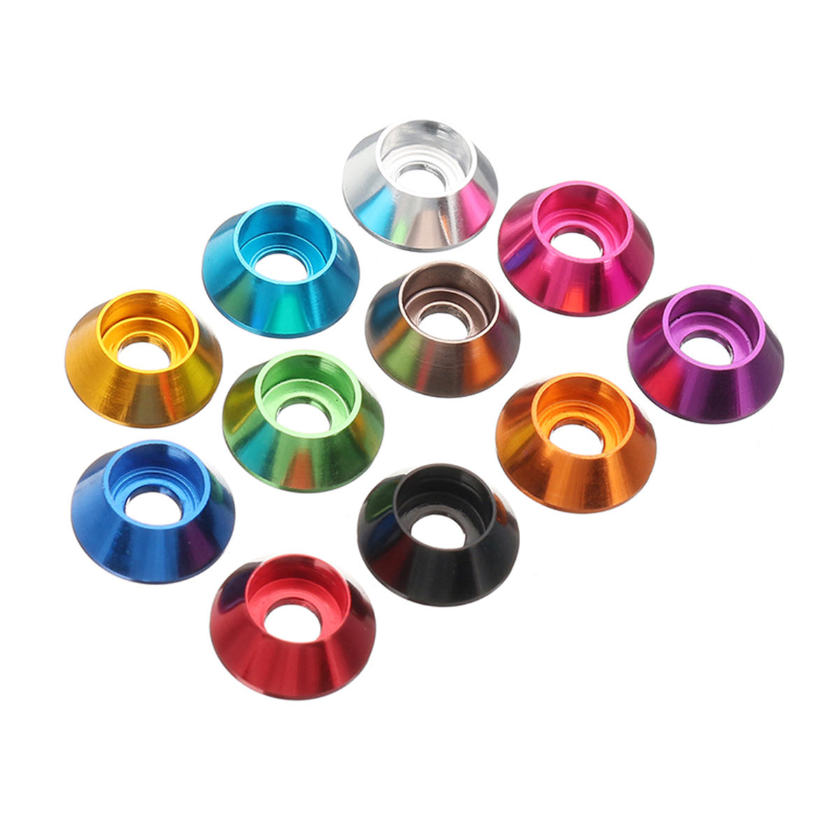 Suleve M2.5AN1 10Pcs M2.5 Cup Head Hex Screw Gasket Washer Nuts Aluminum Alloy Multicolor