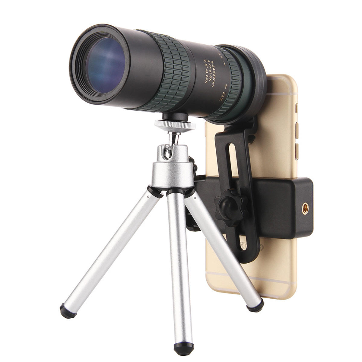 Монокуляр с высоким зумом 8-24X BAK4 Prism HD Оптический Объектив Телескоп для ночного видения с низким освещением и клипсой Штатив 