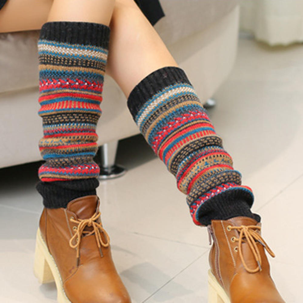Senshoes Vintage kleur gestreepte mode stapels sokken laarzen Leggings Koreaanse benen