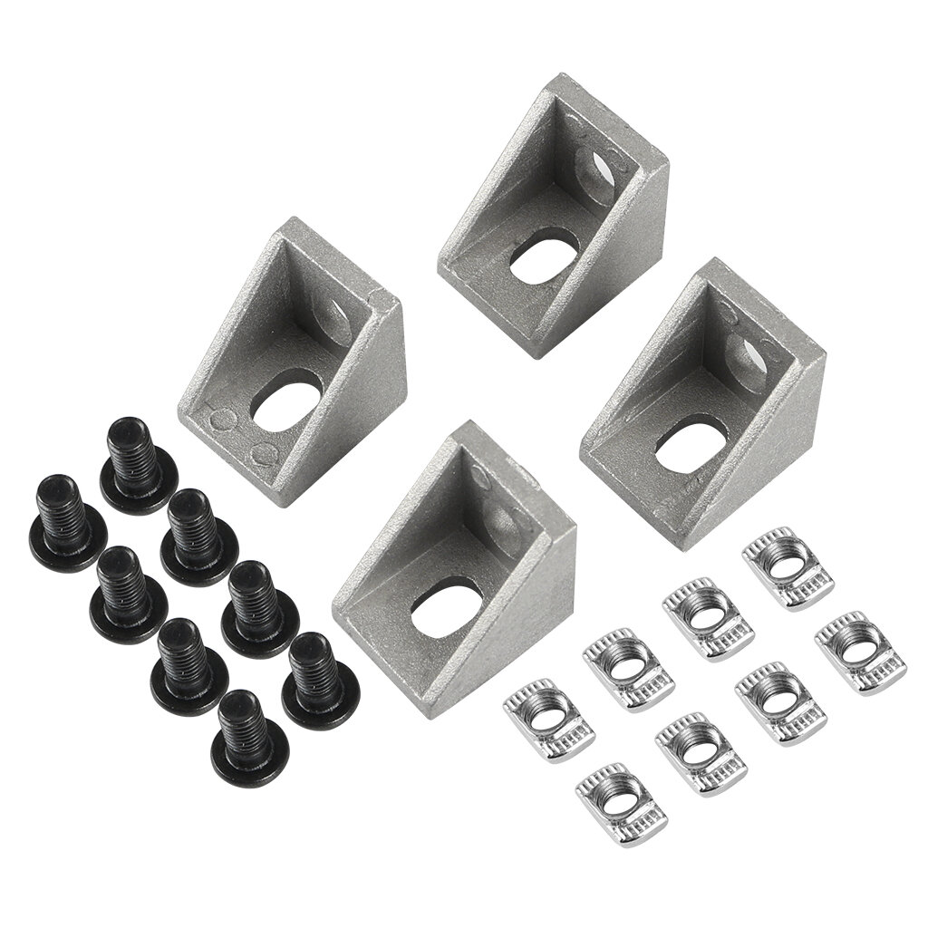 4Pcs 2020 Aluminum Profile Corner Angle Bracket Connector with Gasket Nut + M5 Flat Head Screw for V-Slot 3D Printer