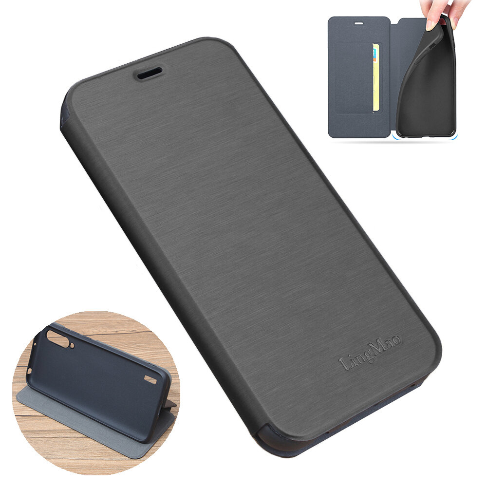 Bakeey Shockproof Flip with Stand Card Slot Full Body Brushed Leather Soft Protective Case for Xiaomi Mi9 Mi 9 Lite / Xi