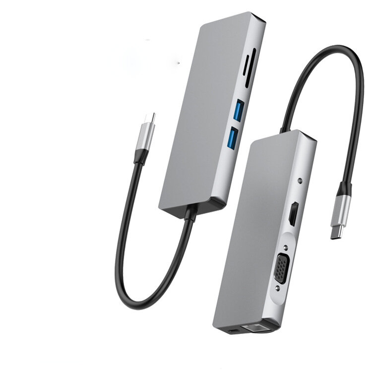 SEEWEI TW9R 9-in-1 USB-C Hub USB 3.0 Docking Station 4K HDMI-compatibele VGA Converter 3.5mm Audio P