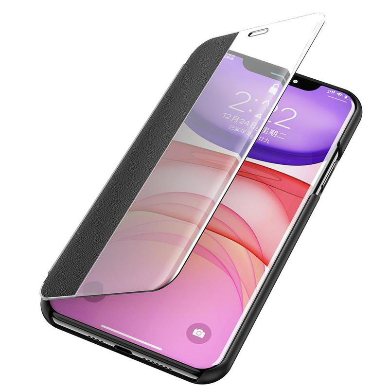 Bakeey Flip Bumper Window View with Foldable Stand PU Leather Protective Case for iPhone XS Max