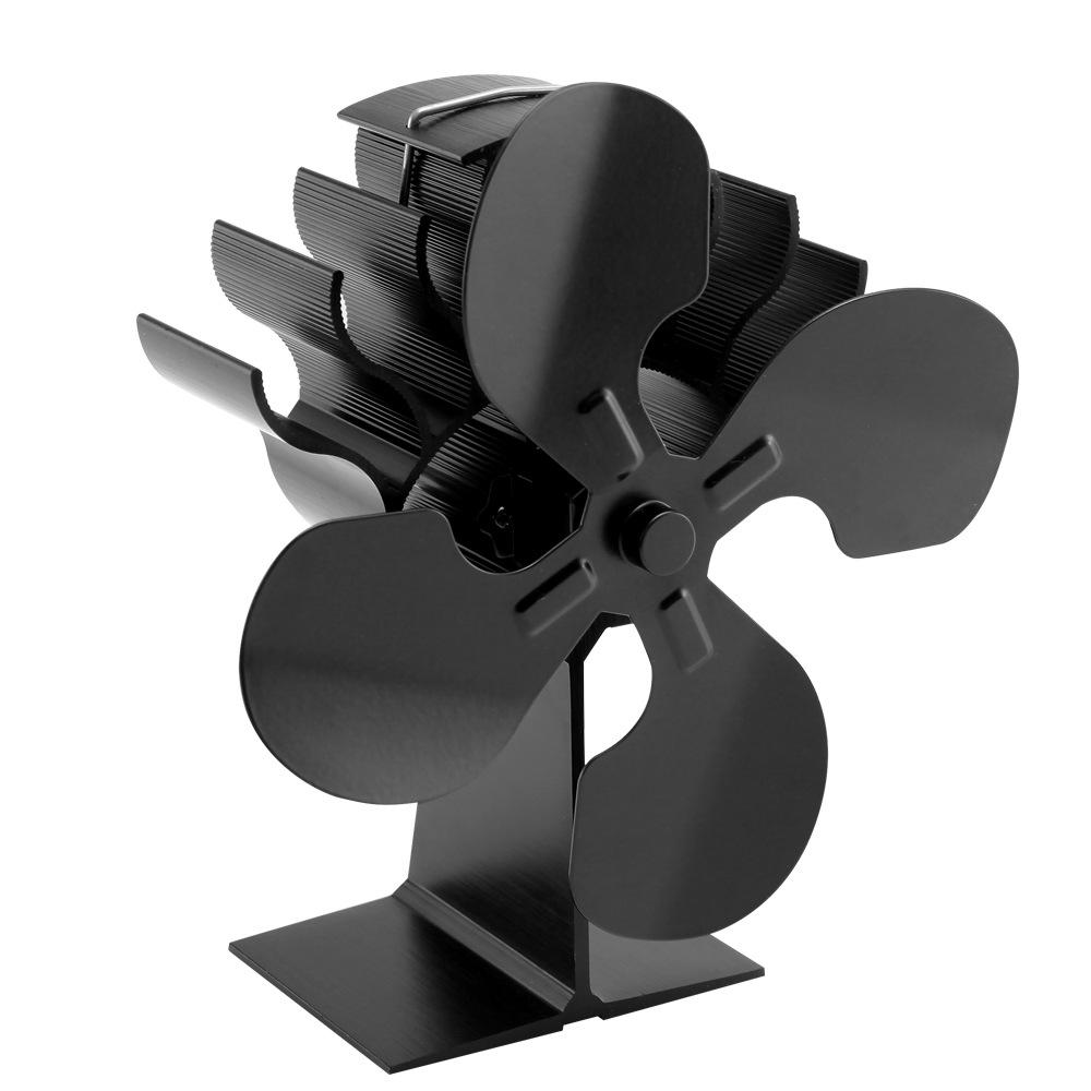 

4 Blade Eco-friendly Black Stove Fan Low Noise Home Fireplace Fan Efficient Heat Distribution