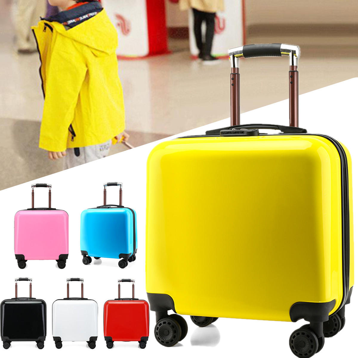 Sert kabuklu kabin boyutu 18 '' bavul seyahat bagajı spinner çanta hafif