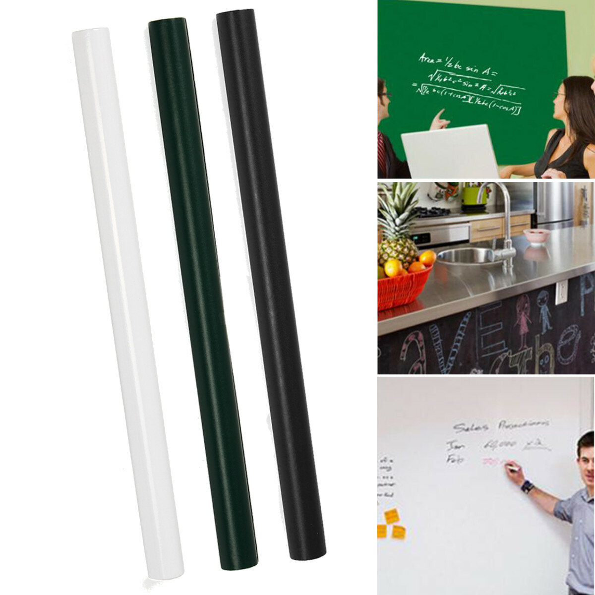 60 x 200CM PVC Removable Blackboard Stick Whiteboard Wall Sticker Vinyl Decal Free Pen