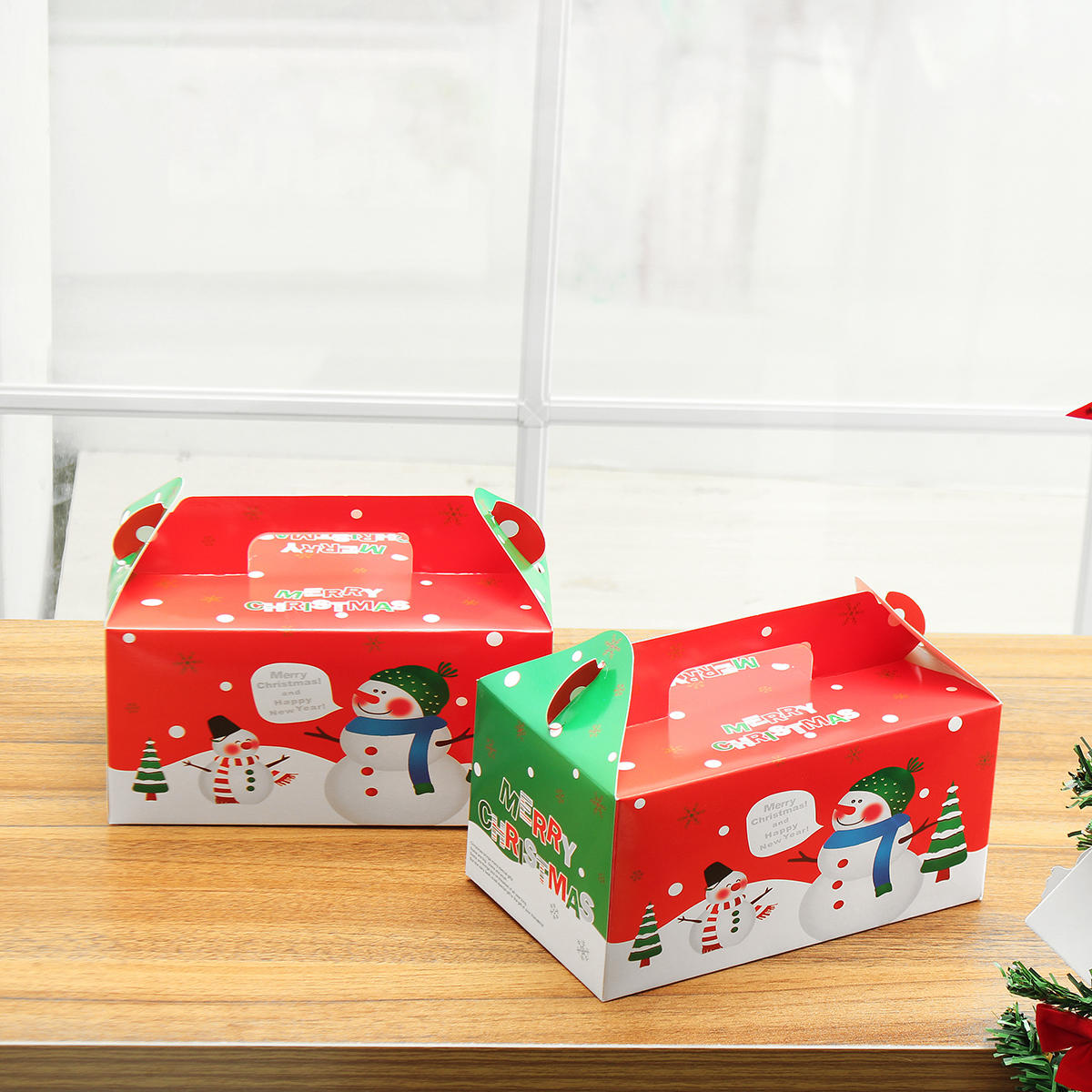 LOT 1/2/5pcs Kids Christmas Eve Apple Box Cake Candy Table Present Gift Boxes Cake Box Decorations