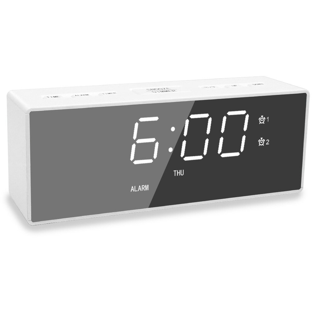 EK8609 Digital Alarm Clock Timer LED Mirror Snooze Table Clock Electronic Time Date Temperature Disp