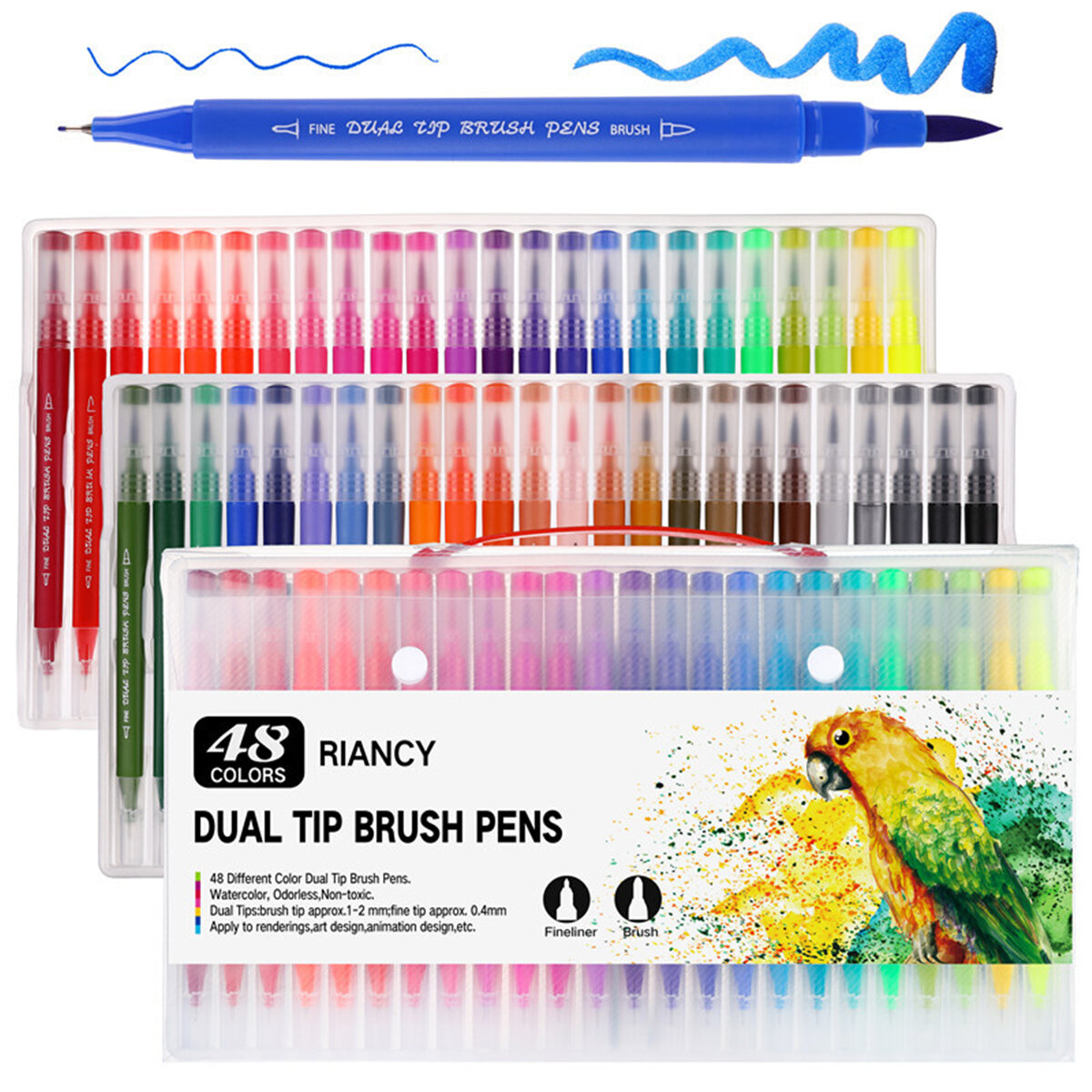 48/100 kleuren Tweekoppige markeerstift Art Brush Aquarel Dual Tip pennen