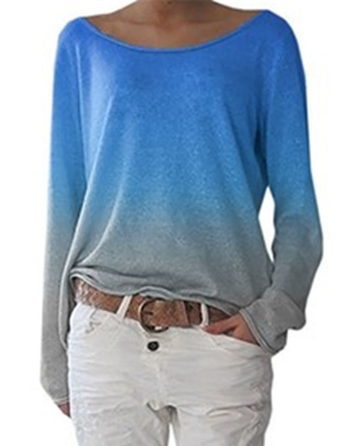 Dames sweatshirt met kleurverloop O-hals casual blouse met lange mouwen
