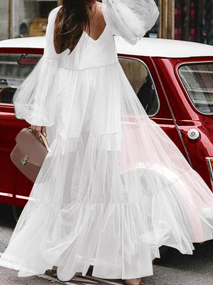 White Ruffle Maxi Dress Online, 53% OFF ...