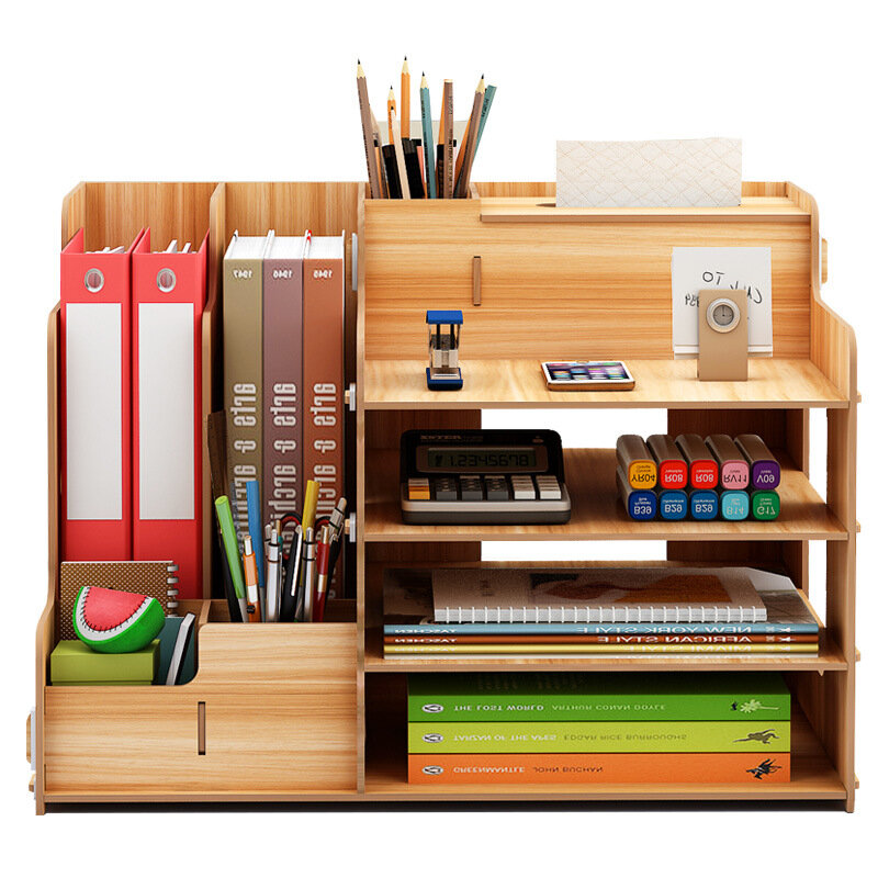 B07 L Desktop Wooden Storage Box Multi, Bookcase Storage Boxes