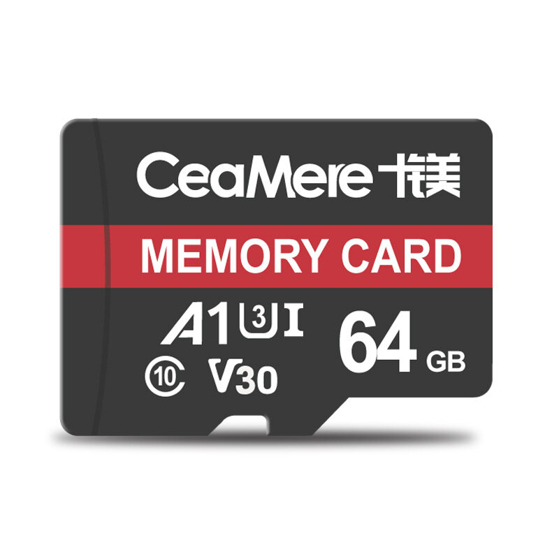 Ceamere Memory بطاقة 32GB/64GB C10 عالية السرعة TF بطاقة تخزين البيانات MP4 MP3 بطاقة للسيارة مسجل قيادة الأمن مراقب الة