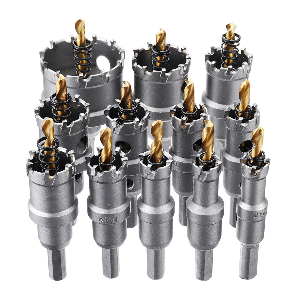 

Drillpro 12pcs 15mm-50mm Upgrade M35 Titanium Coated Hole Saw Cutter for Stainless Steel Aluminum Alloy