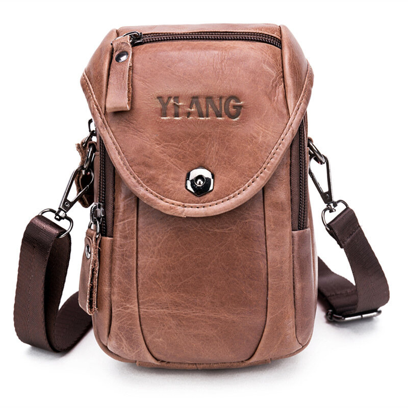 Multifunction Small Fashion Waist Bag Men Leather Belt Phone Bag Single Shoulder bag Crossbody Bag