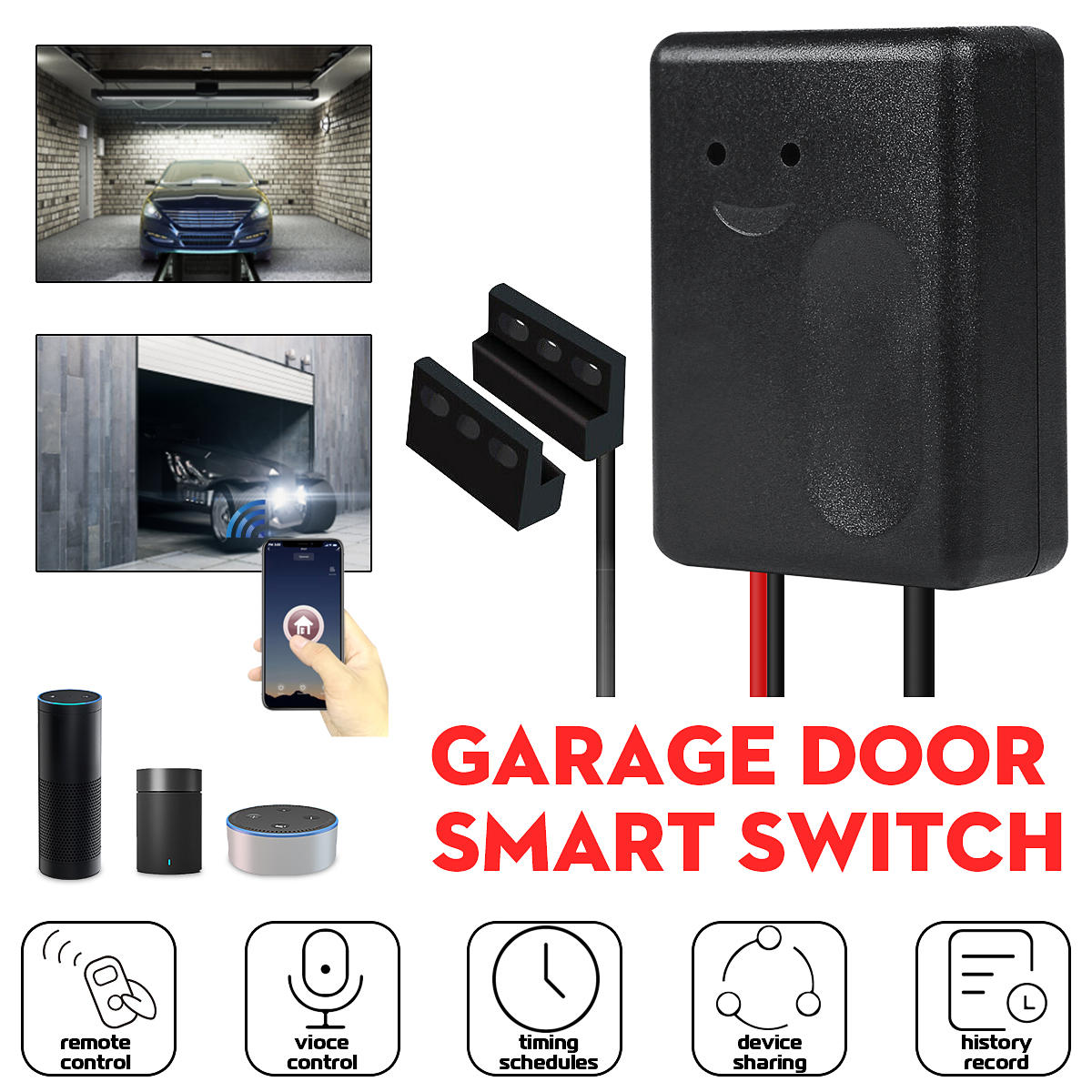 

Smart Electric Garage Door WIFI Timing Opener Switch APP Remote Control Support Alexa Google Home IFTTT