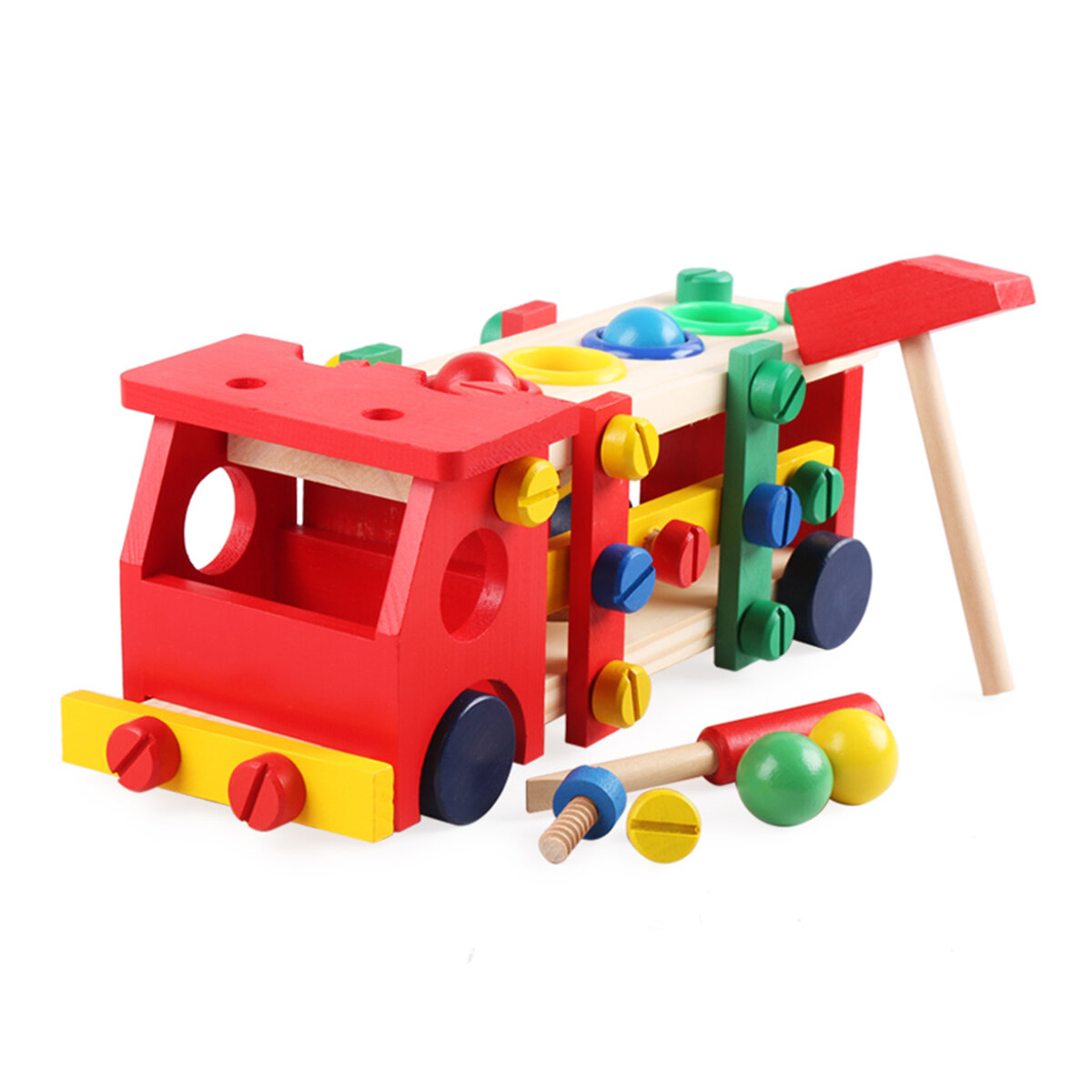 DIY Educational Toys Kids Exercise Practical Wooden IQ Game Car Assemble Building Gift Training Brai